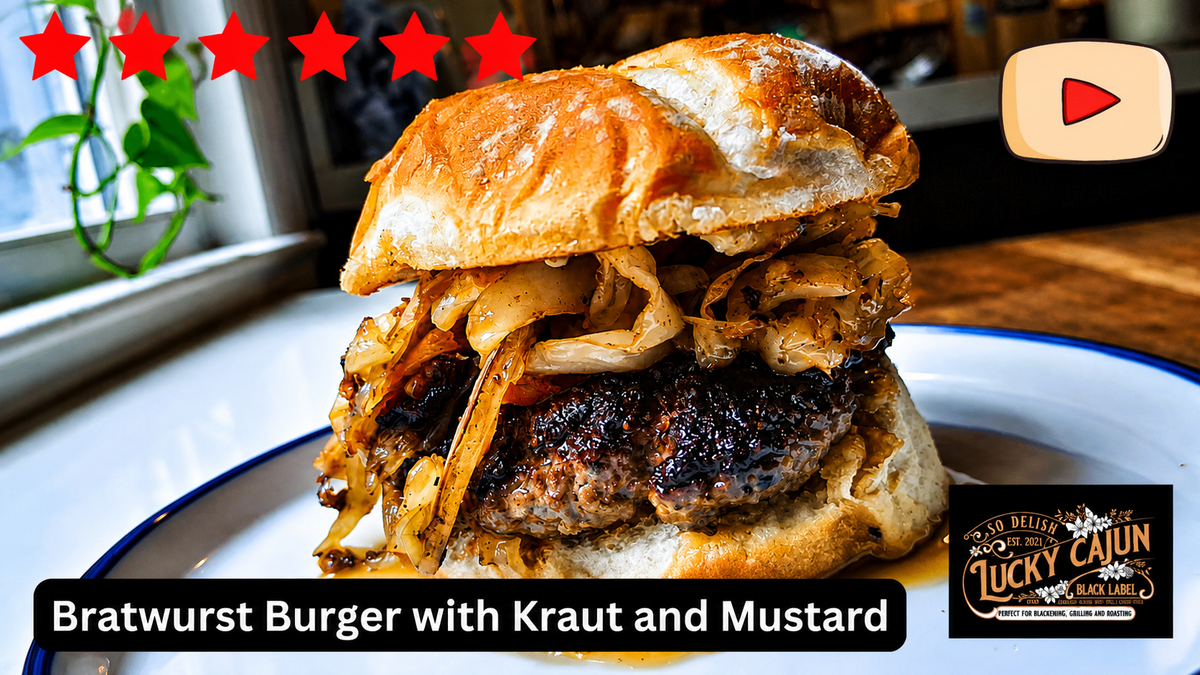 Brat Burger with kraut and Mustard