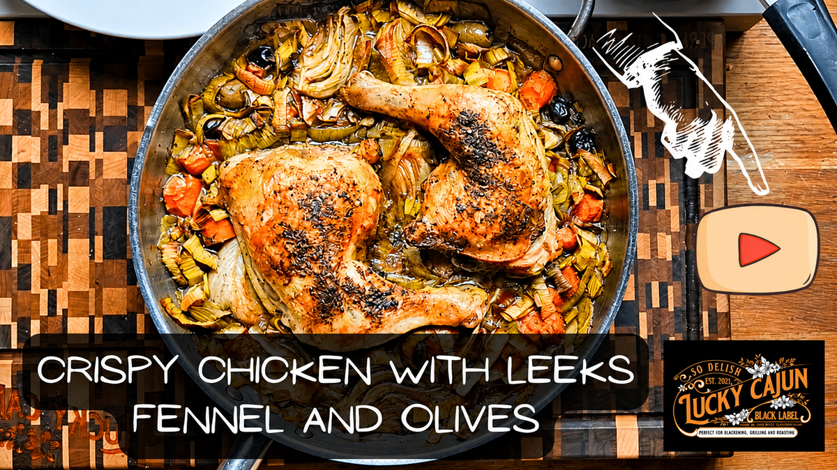 Chicken with fennel and leeks braised