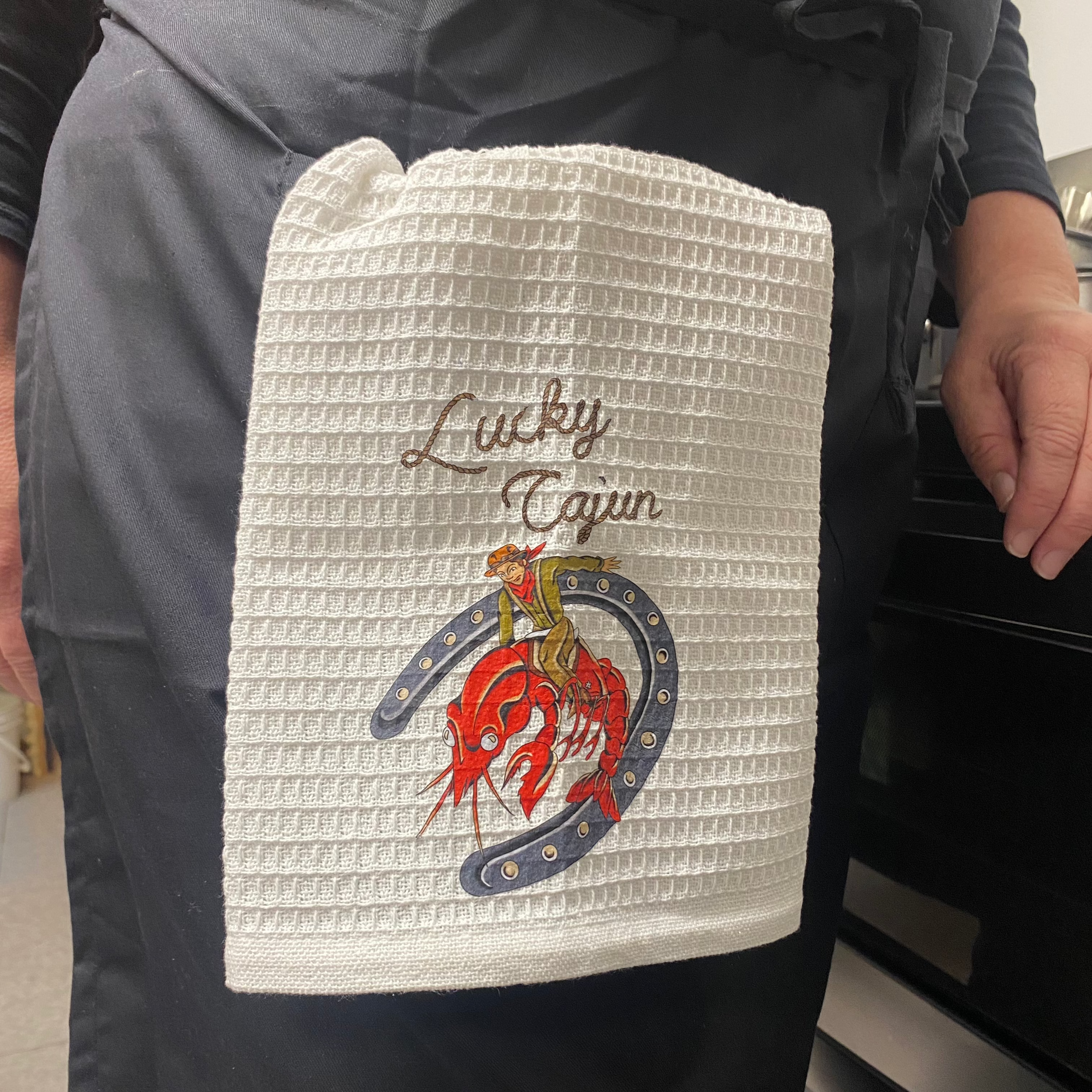 Cotton Towel with Crawfish Cowboy Logo