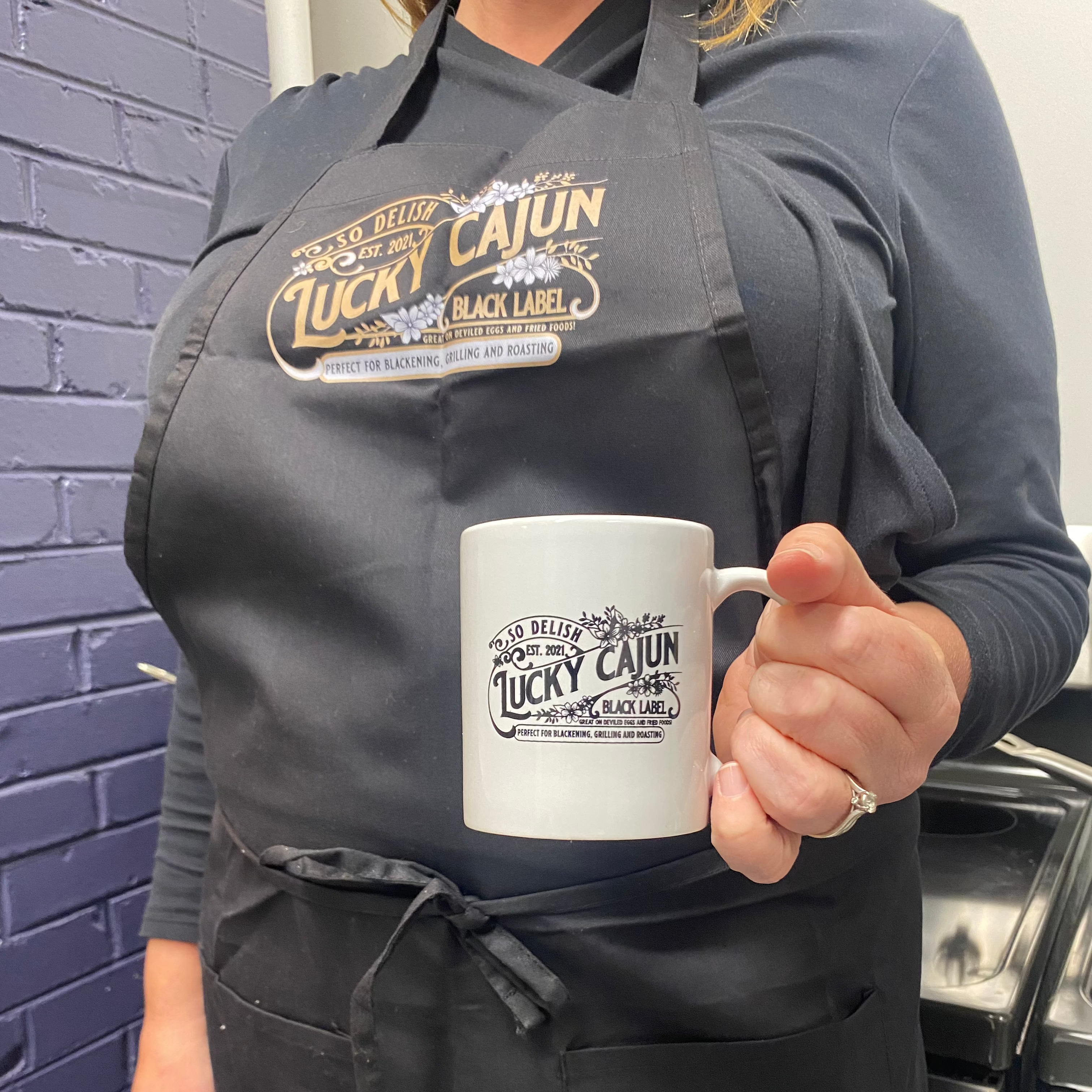 Lucky Cajun Classic Black Kitchen Apron