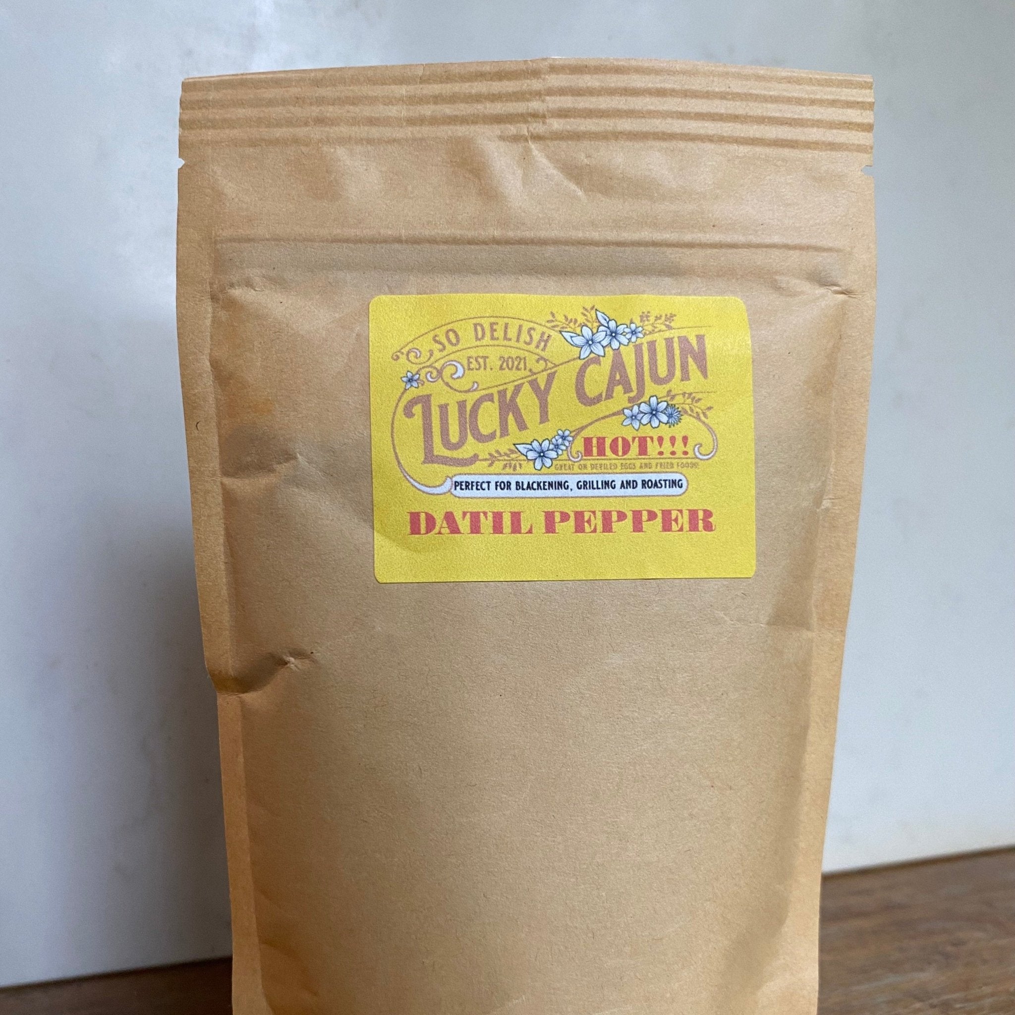Datil: Datil Pepper Scoville - 100,000 to 300,000 ( Large 8oz Size ) - Lucky Cajun Hand Made Seasoning