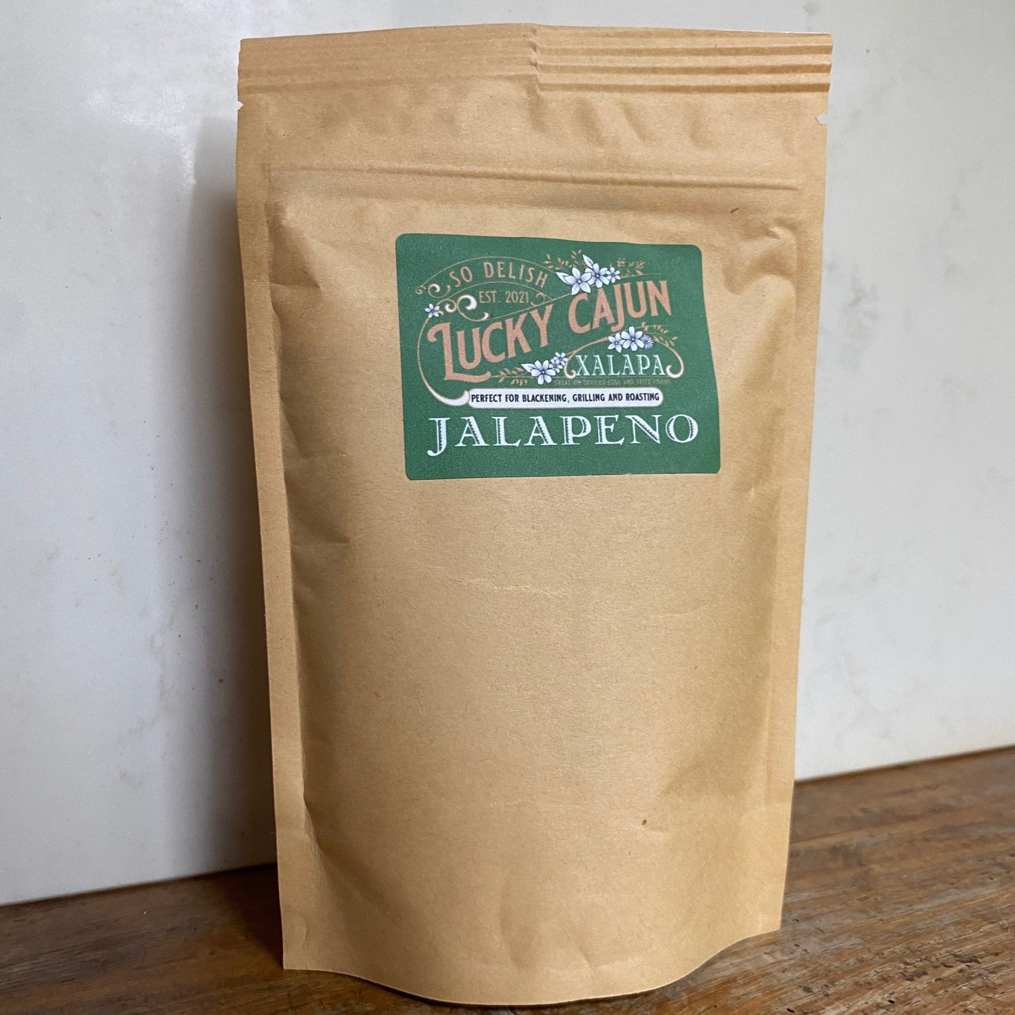 Lucky Cajun Jalapeño - Bold Green Chili Cajun Seasoning ( Large 8oz size ) - Lucky Cajun Hand Made Seasoning