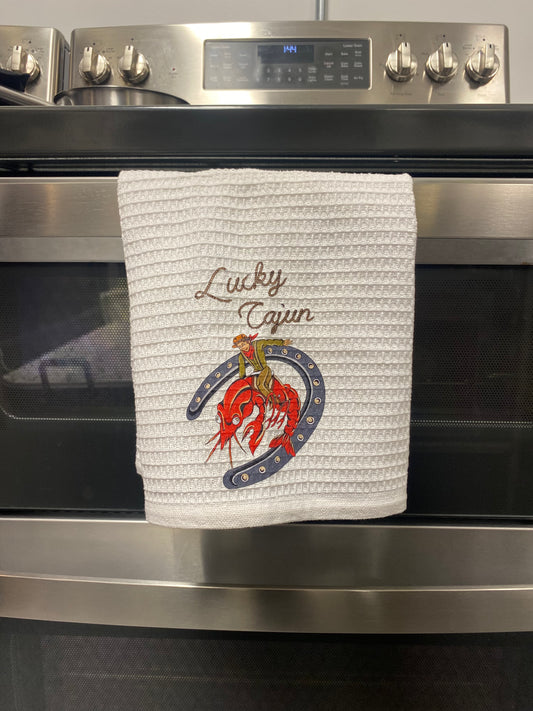 Cotton Towel with Crawfish Cowboy Logo