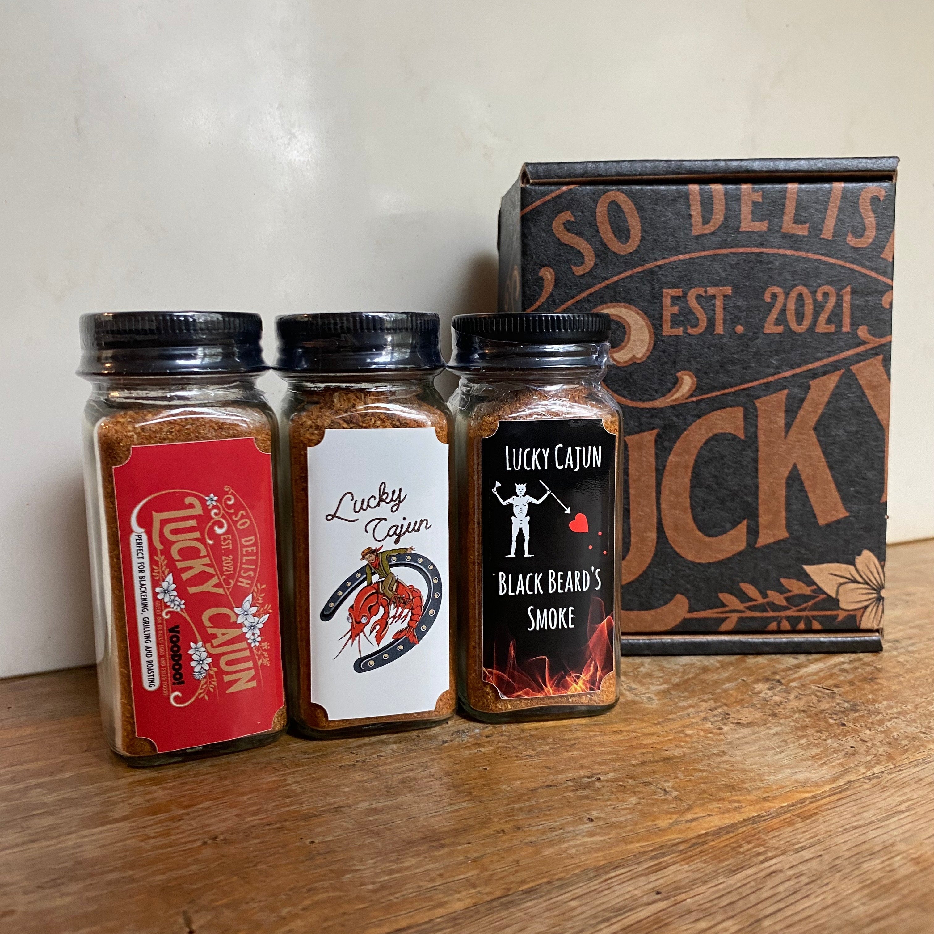 Lucky Cajun Seasoning 3-Pack Box Set - Voodoo, Black Beard and Black Label!