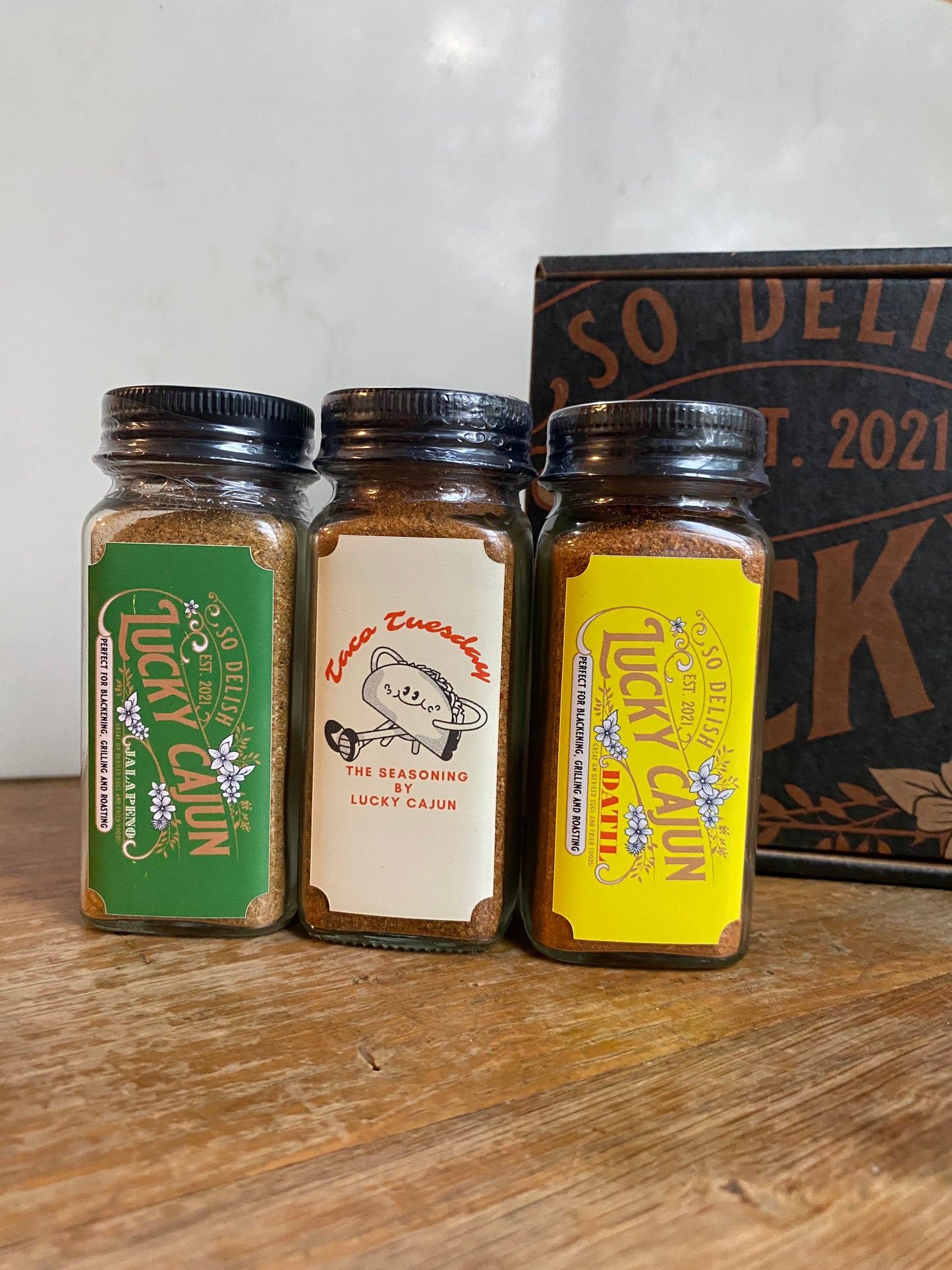 Lucky Cajun Seasoning 3-Pack Box Set - Jalapeno, Taco Tuesday: Taco Spices & Datil!