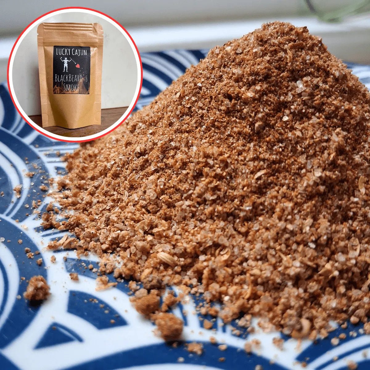 Black Beard’s Smoke seasoning with Smoked Habanero and Chipotle peppers. Fresh-ground, sugar-free Cajun spice with a Born On Date stamp.