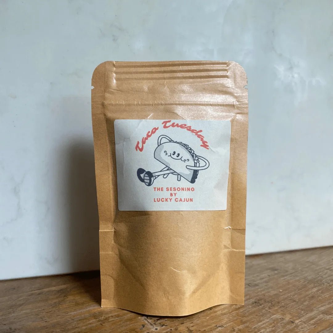Taco Tuesday fresh-ground taco seasoning with smoked ancho and red jalapeño. Sugar-free, low-sodium, and no fillers. Stamped with a Born On Date.